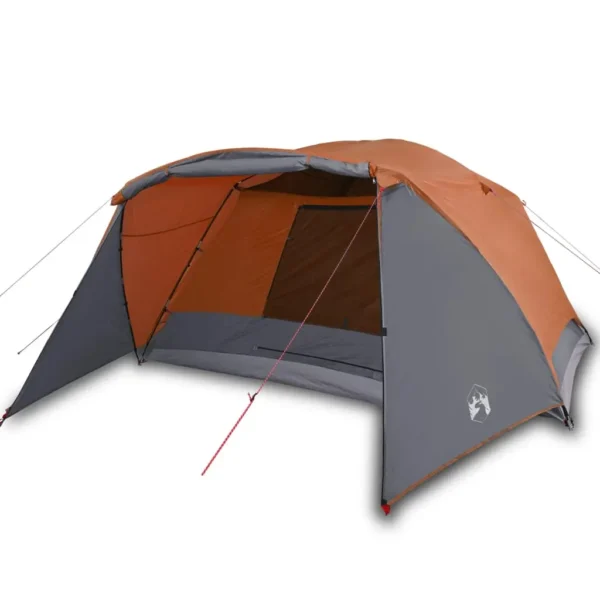vidaXL Family Tent with Porch 6-Person Grey and Orange Waterproof - Image 2