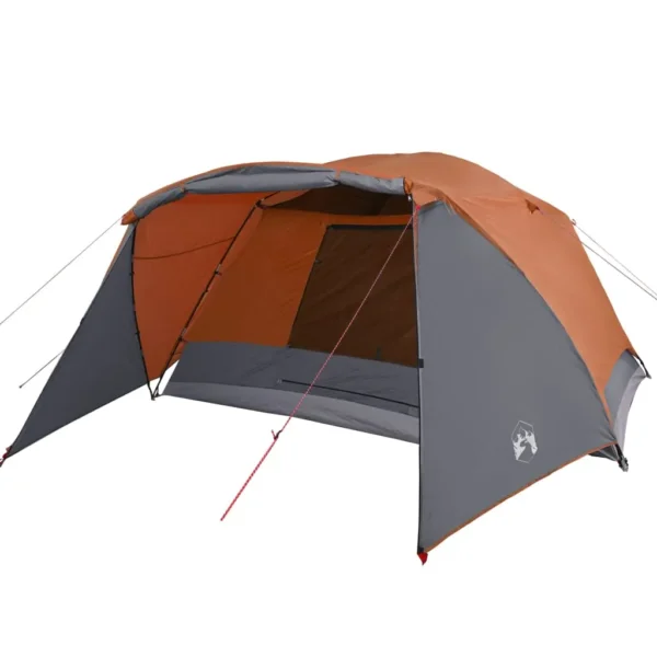 vidaXL Family Tent with Porch 6-Person Grey and Orange Waterproof - Image 4